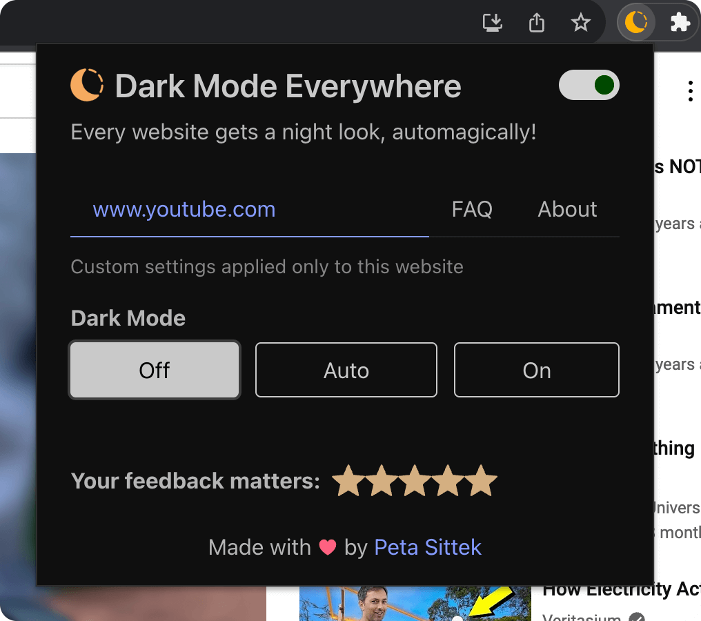 Setting dark mode off