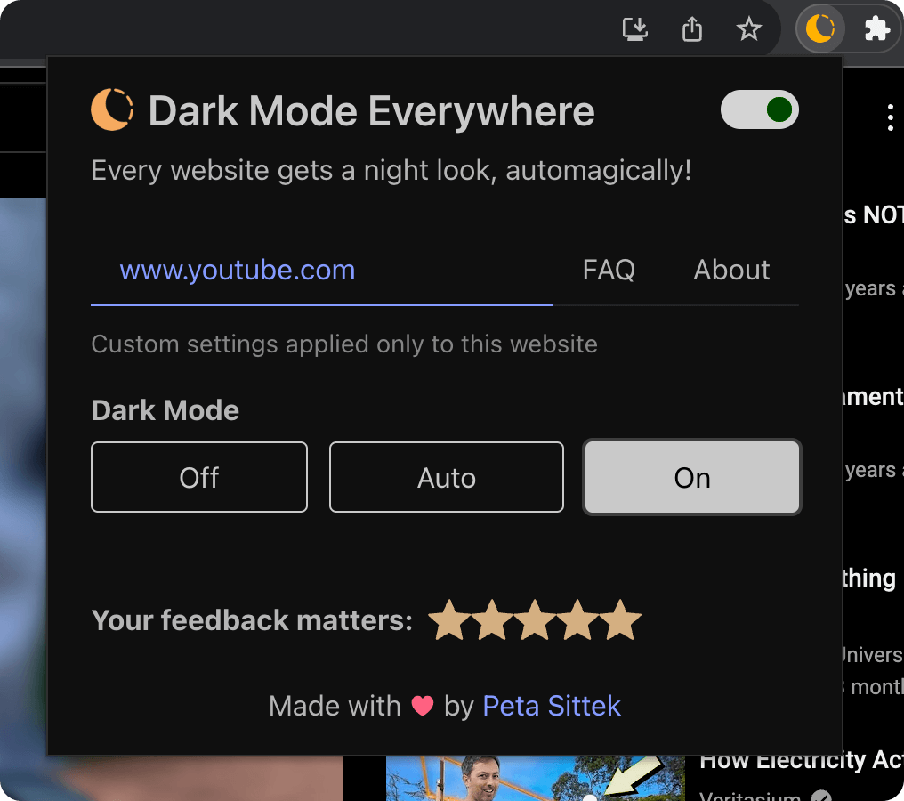 Setting dark mode on