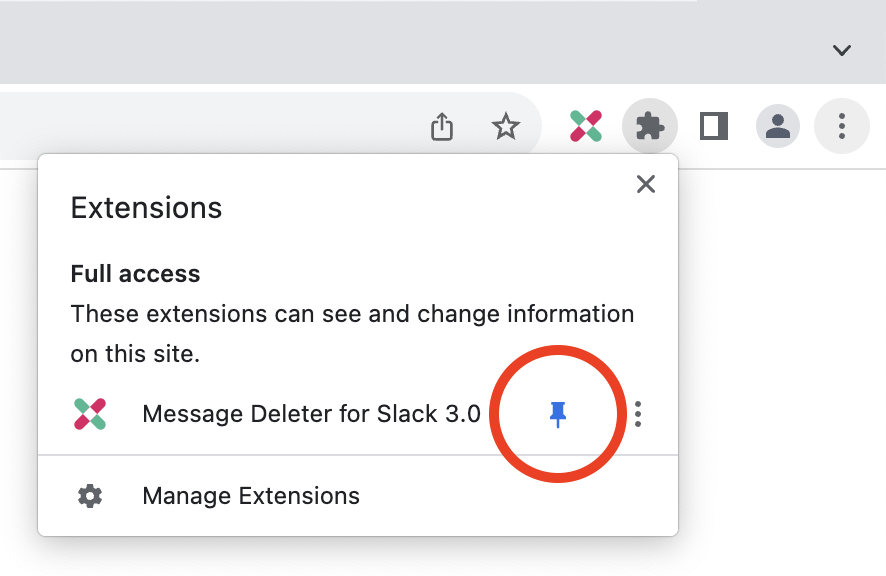 Chrome extension pinning - highlighted