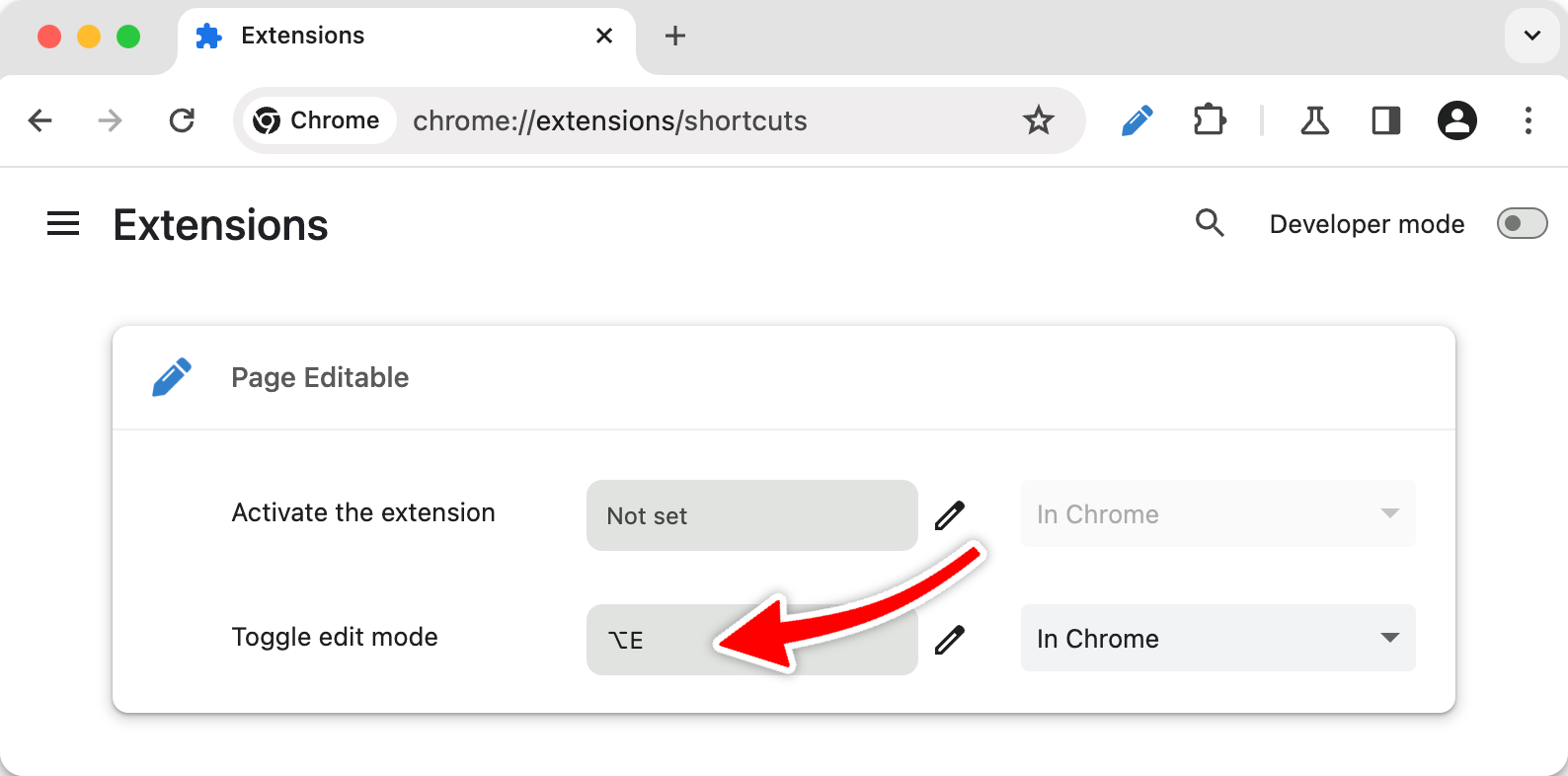 Keyboard shortcuts - set