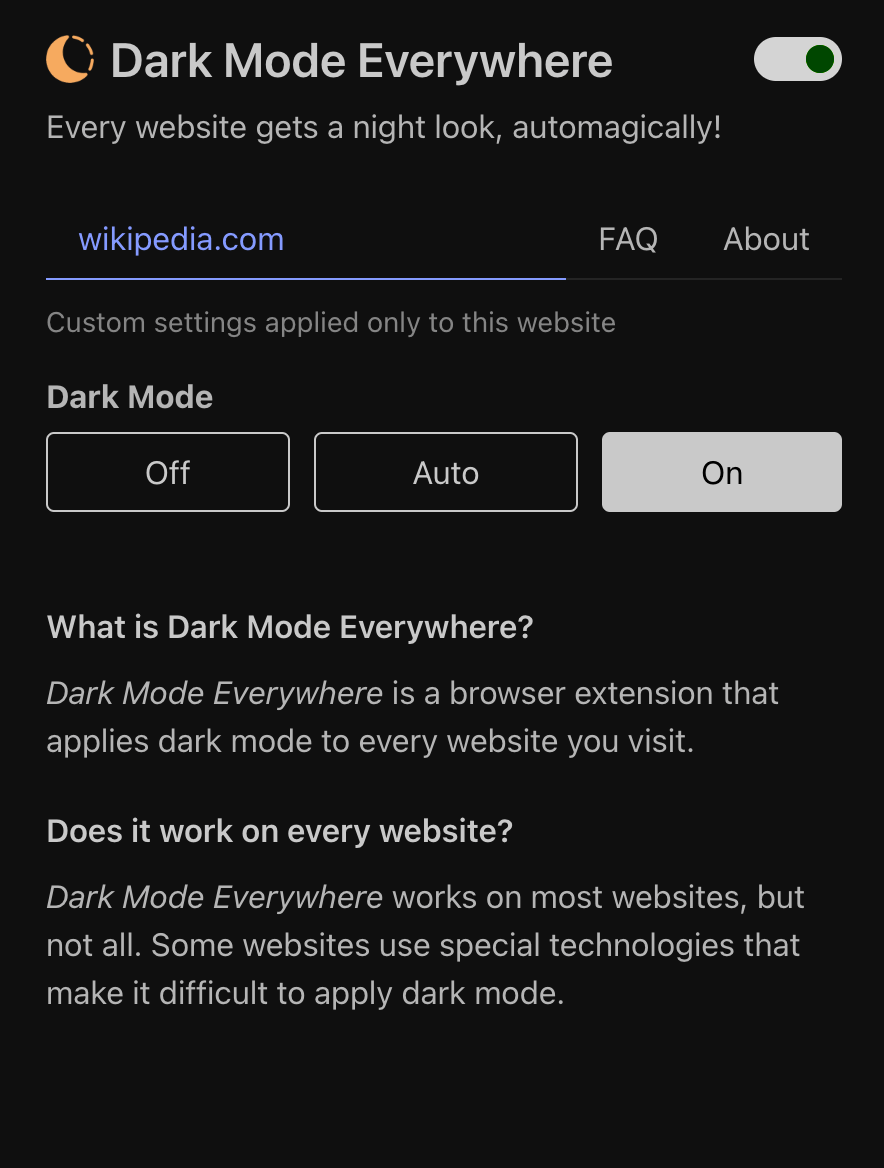 Dark Mode Everywhere screenshot