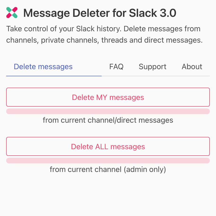 Message Deleter for Slack 3.0 screenshot