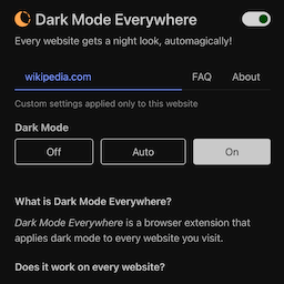 Dark Mode Everywhere - popup window 