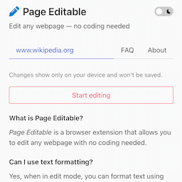 Page Editable - popup window 