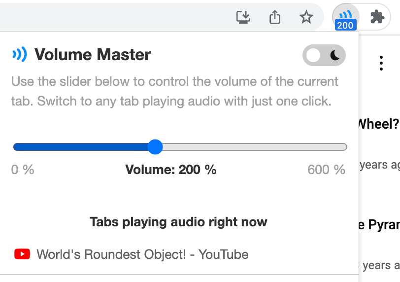 Adjusting volume - 200 %